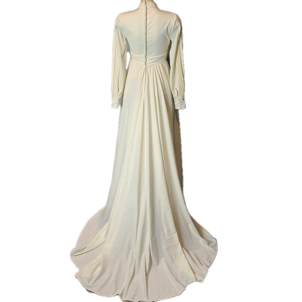 Vintage‎ Alfred Angelo Ivory Maxi Dress 70s Wedding Gown Cottage XS Renaissance - Picture 8 of 12